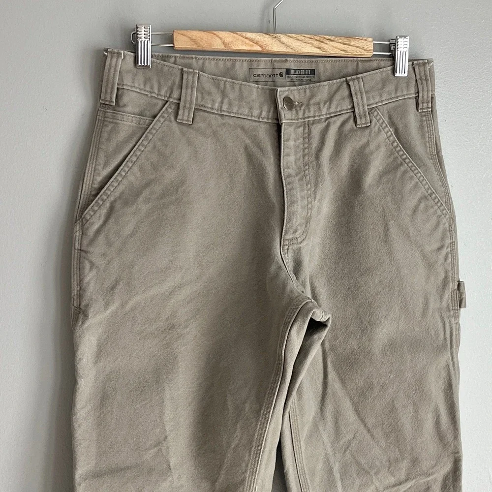 Carhartt Mens Relaxed Fit Canvas Carpenter Pants Tan Barn Chore Workwear 32x30 - Picture 8 of 12